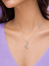 Silver Midnight Star Moon Pendant
