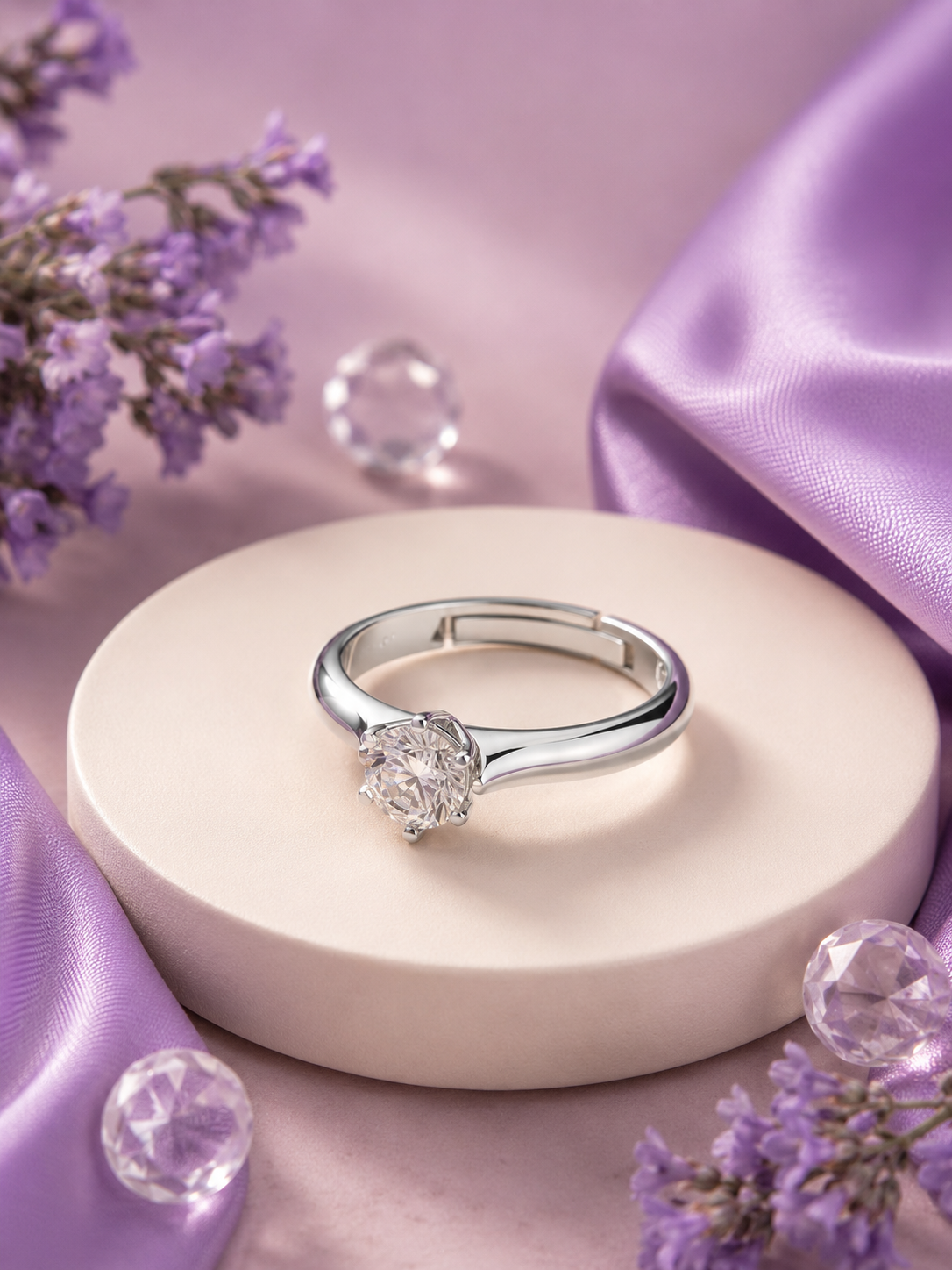 Silver Round Solitaire Ring