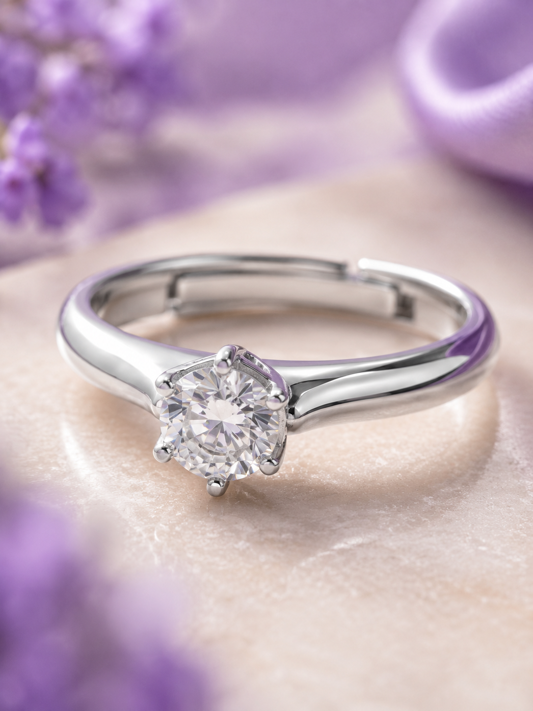 Silver Round Solitaire Ring
