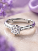 Silver Round Solitaire Ring