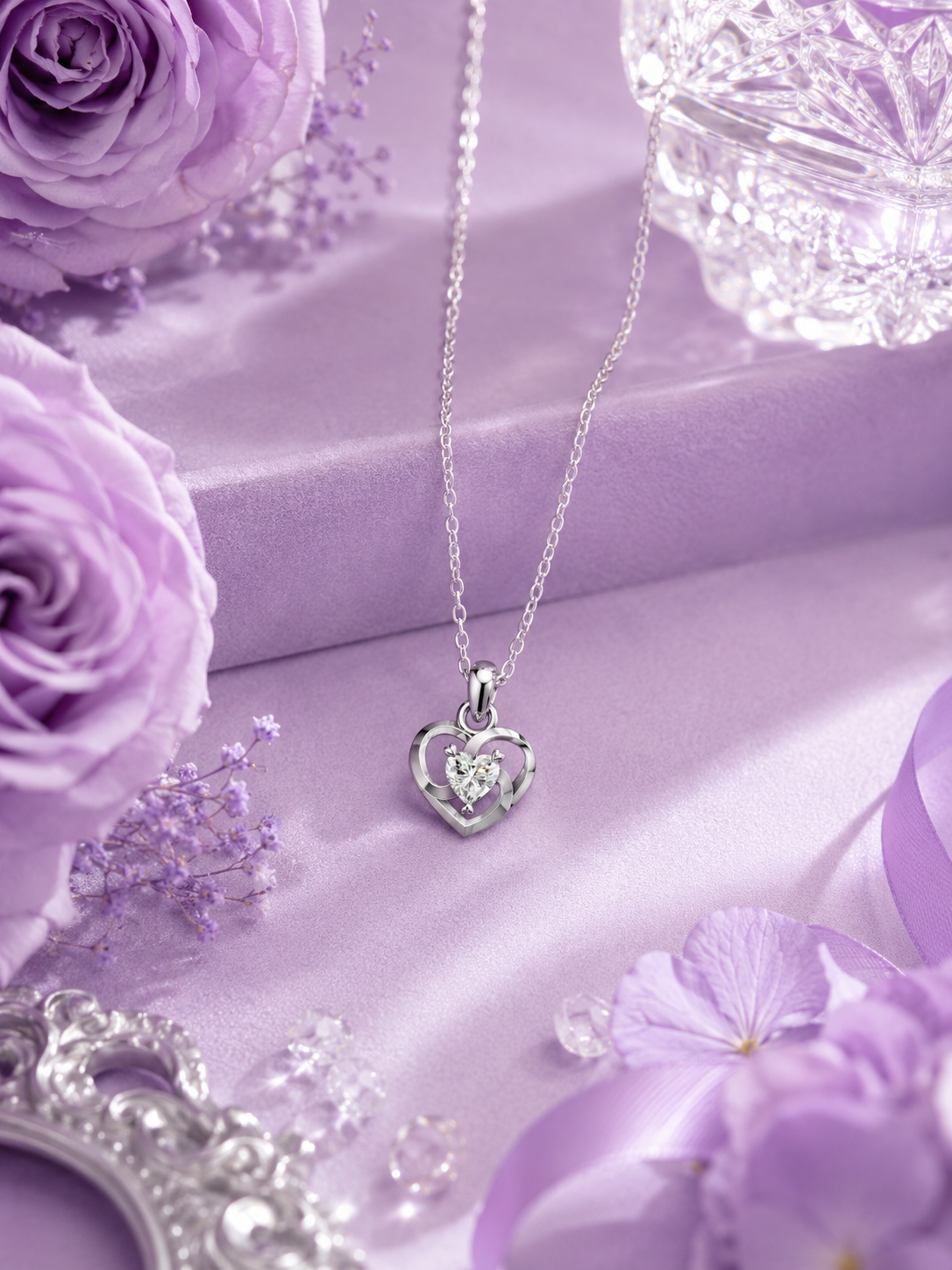 Silver Twin Heart Spark Pendant