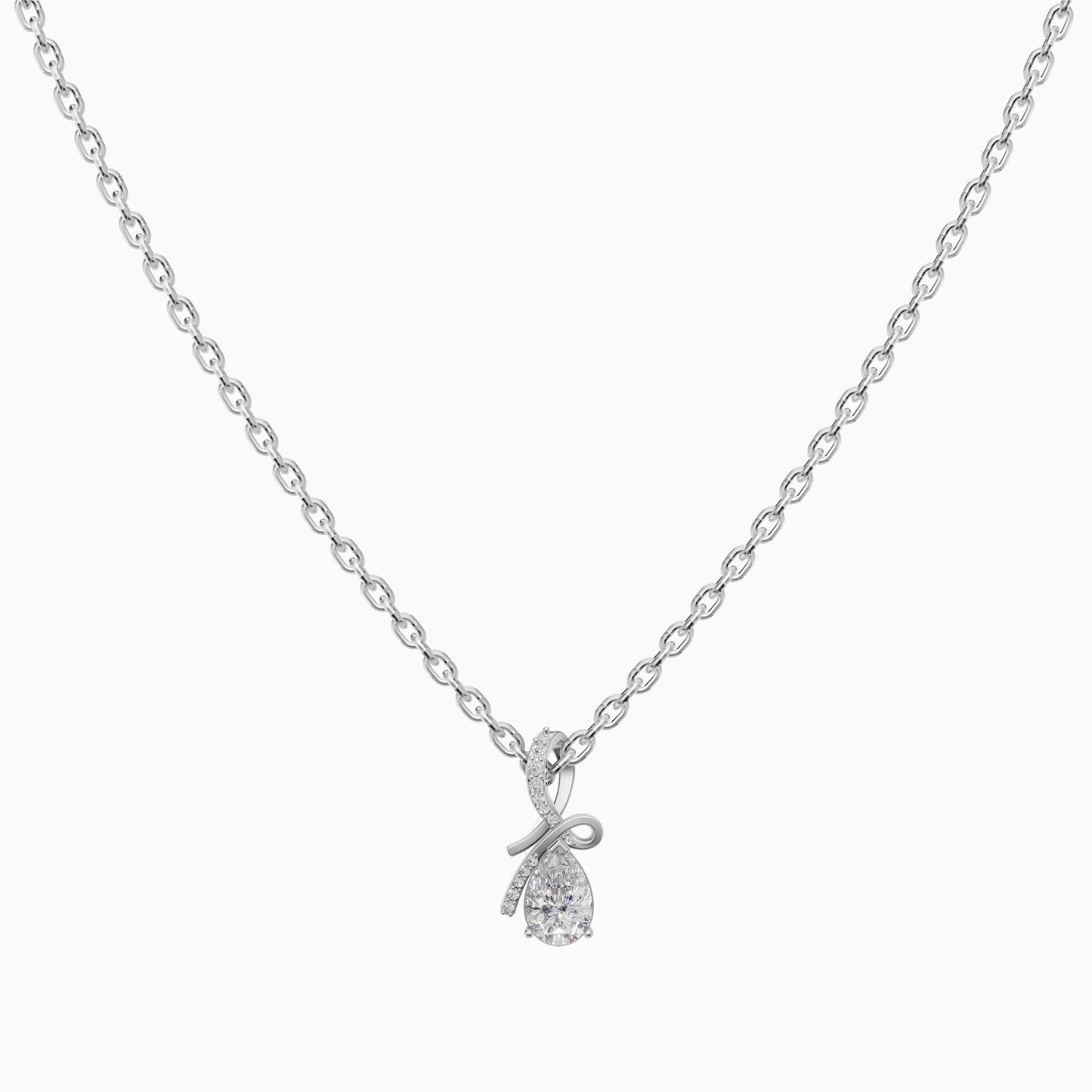 Silver Teardrop White Stone Pendant