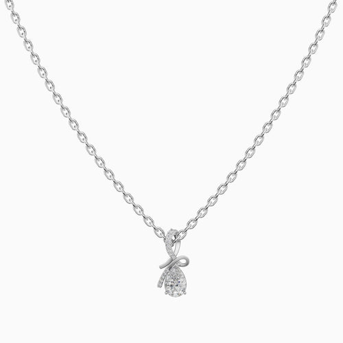 Silver Teardrop White Stone Pendant