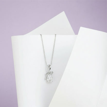 Silver Teardrop White Stone Pendant