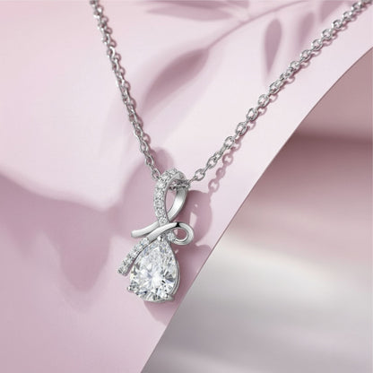 Silver Teardrop White Stone Pendant