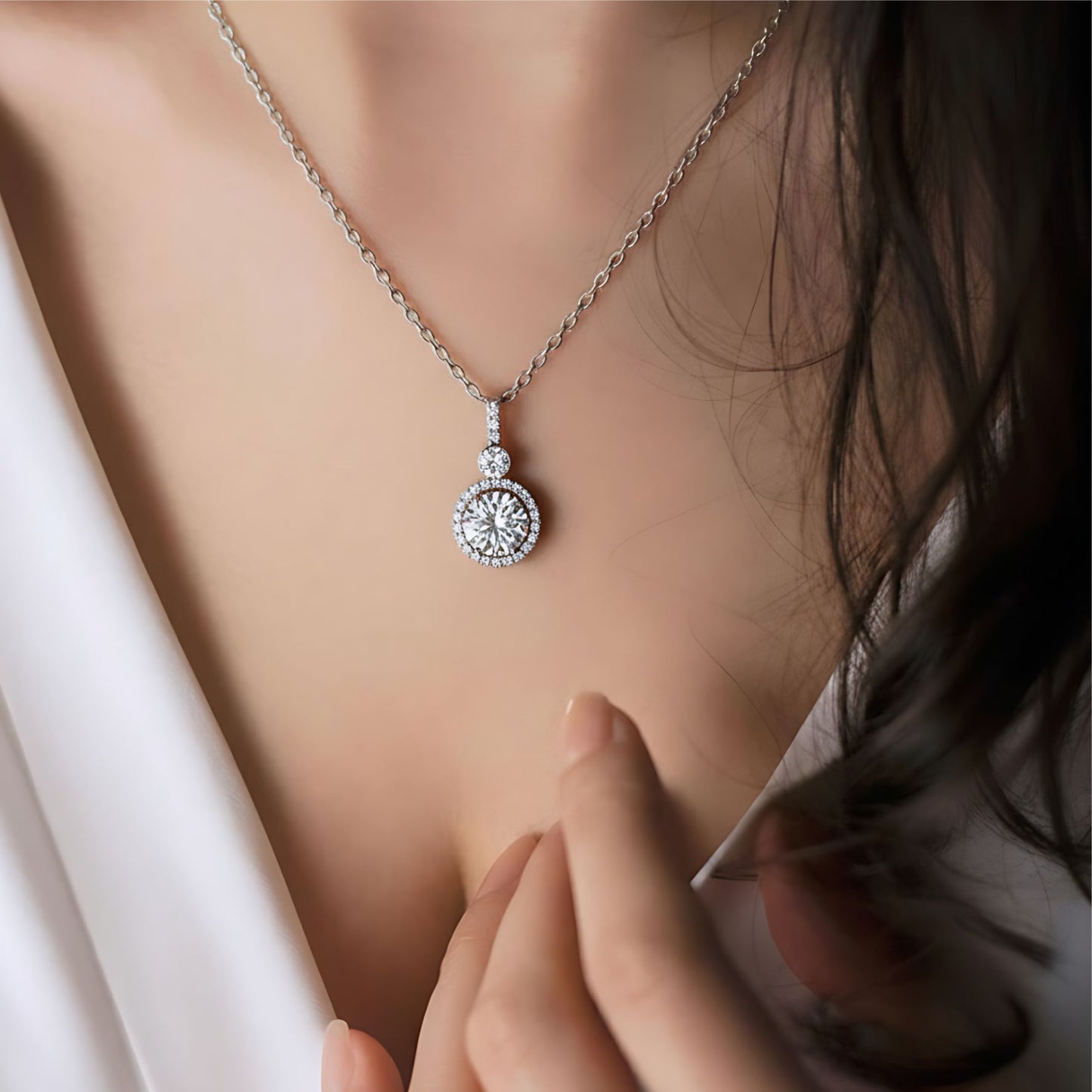 Silver White Stone Pendant