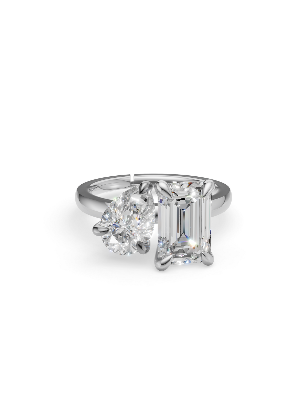Silver Toi et Moi Crystal Ring