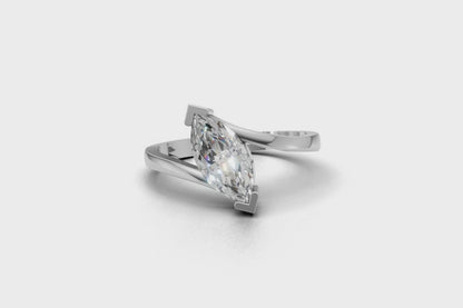 Silver Marquise Solitaire Wrap Ring