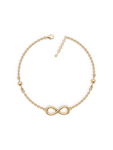 Infinity Charm Gold Anklet with Sparkling Stone Accents
