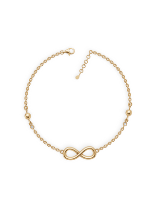 Infinity Charm Gold Anklet with Sparkling Stone Accents