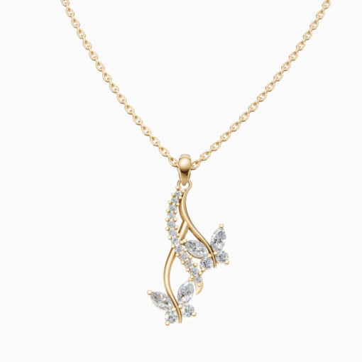 925 Gold Plated Drop Butterfly Pendant