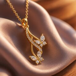 925 Gold Plated Drop Butterfly Pendant