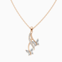 925 Rose Gold Plated Drop Butterfly Pendant