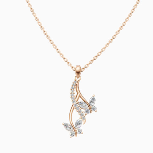 925 Rose Gold Plated Drop Butterfly Pendant