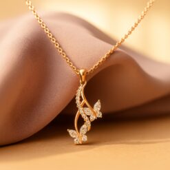 925 Rose Gold Plated Drop Butterfly Pendant