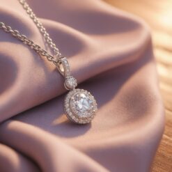 Silara Silver White Stone Pendant 5