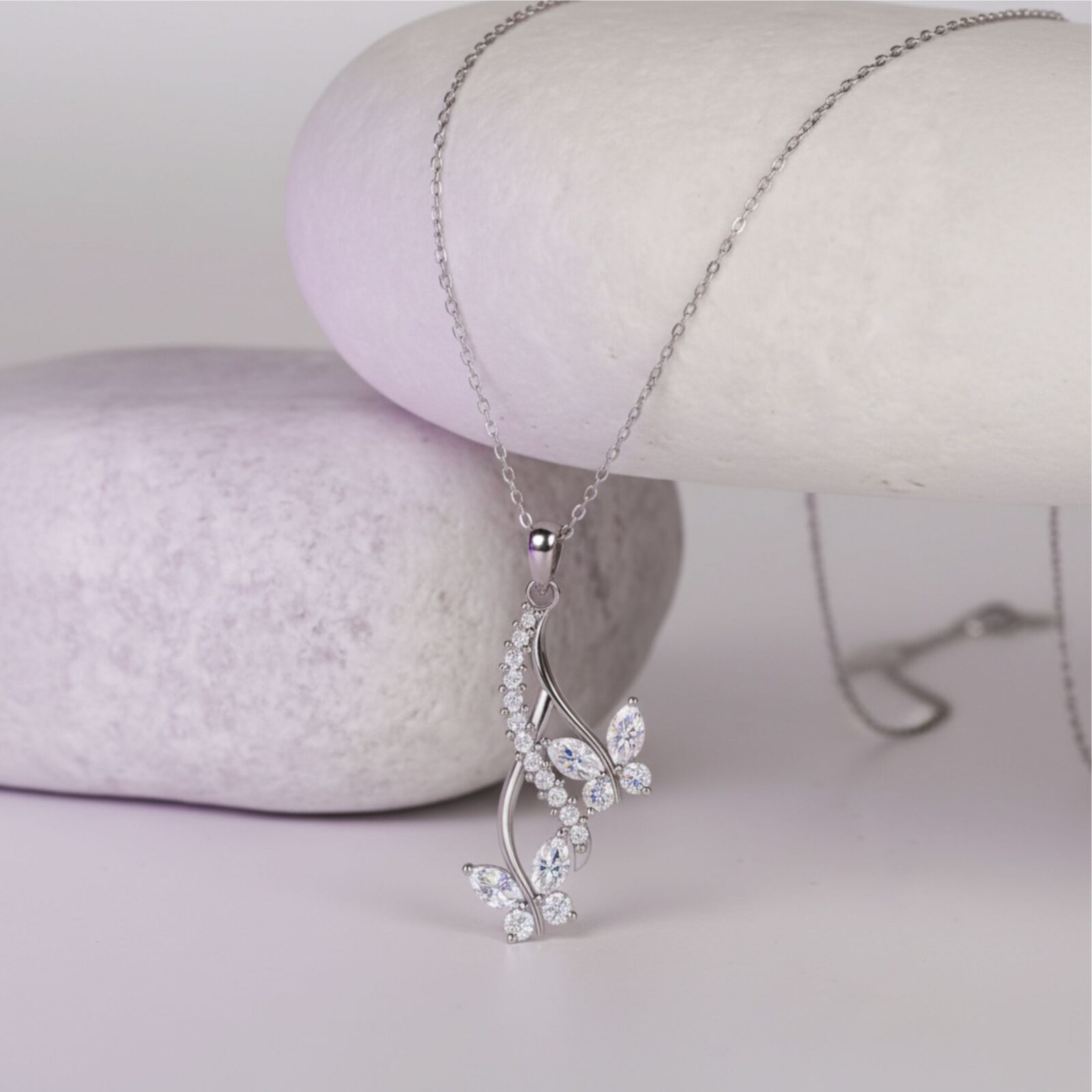 Silver Drop Butterfly Pendant 4