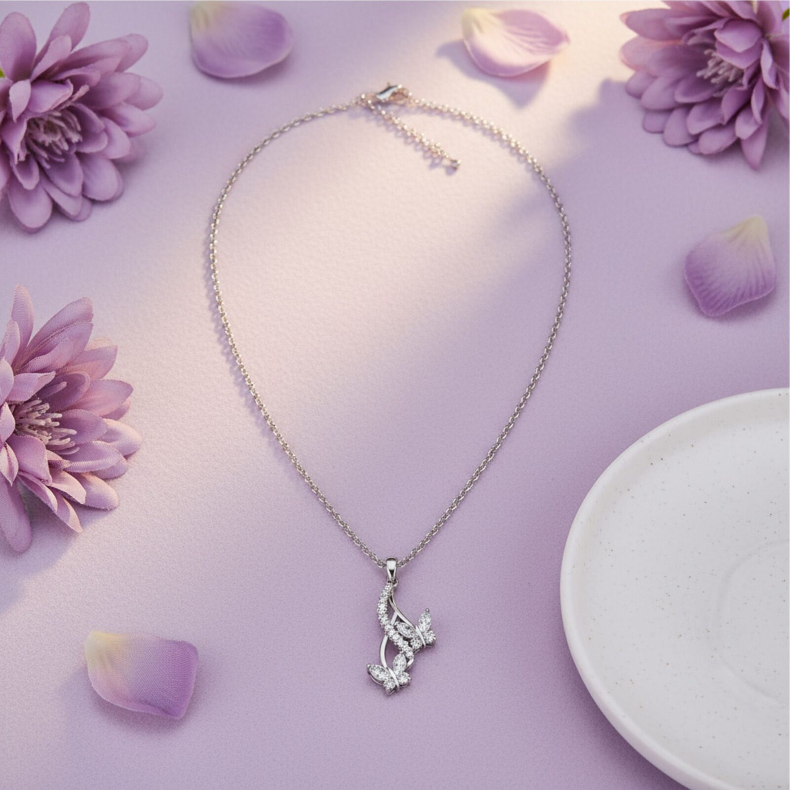 Silver Drop Butterfly Pendant 8