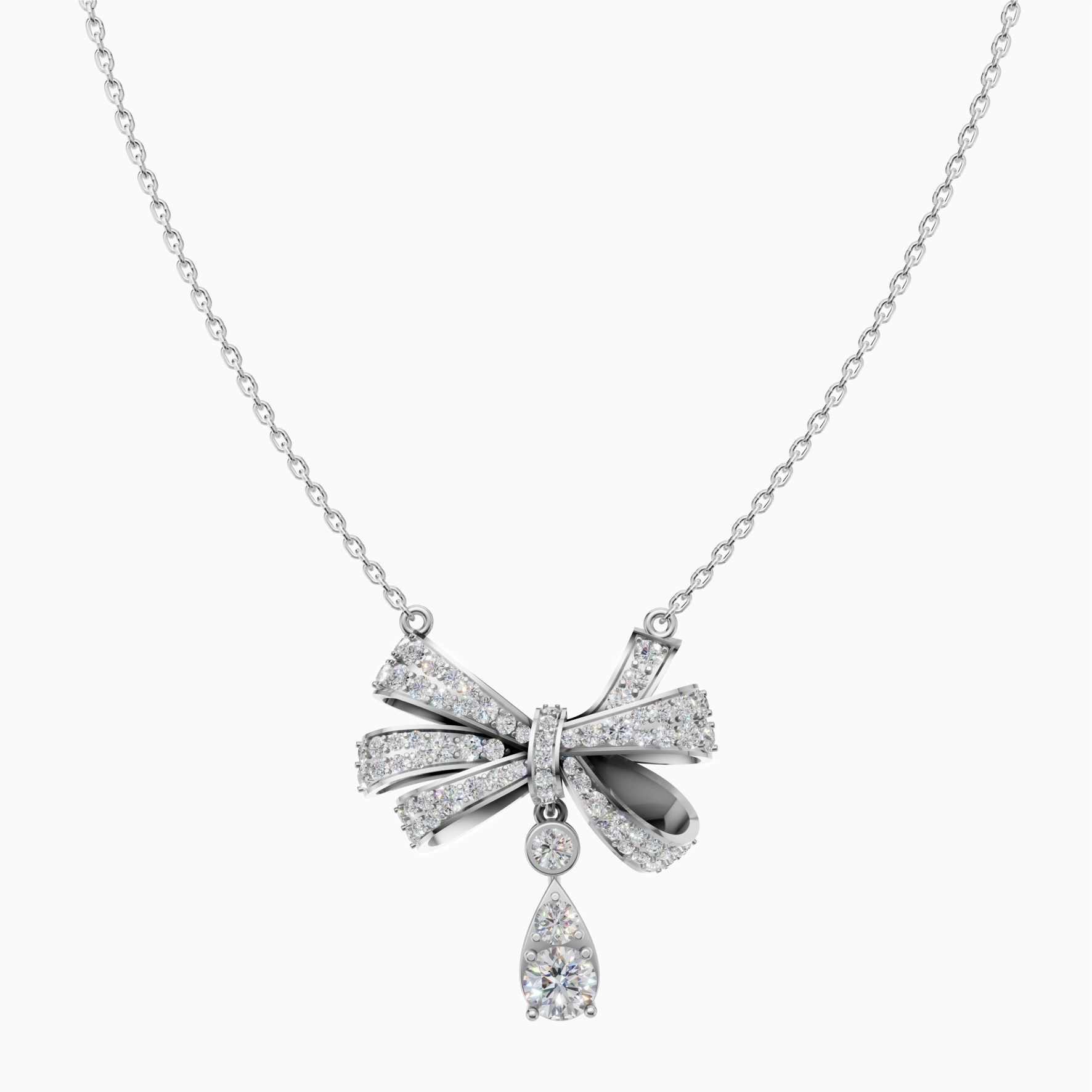 Silver Drop Bow Charm Pendant