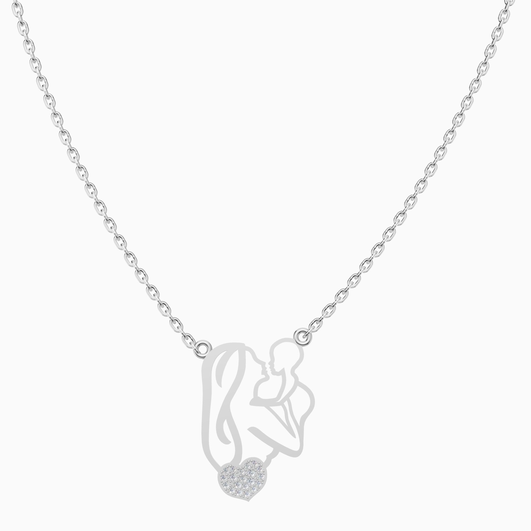 Silver Mother and Child Pendant