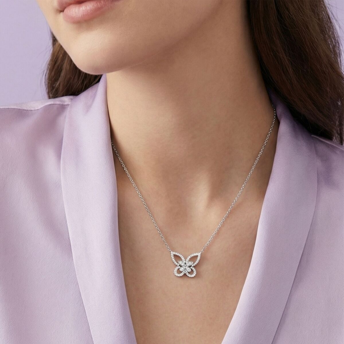 Silver Butterfly on a Chain Pendant - Image 2