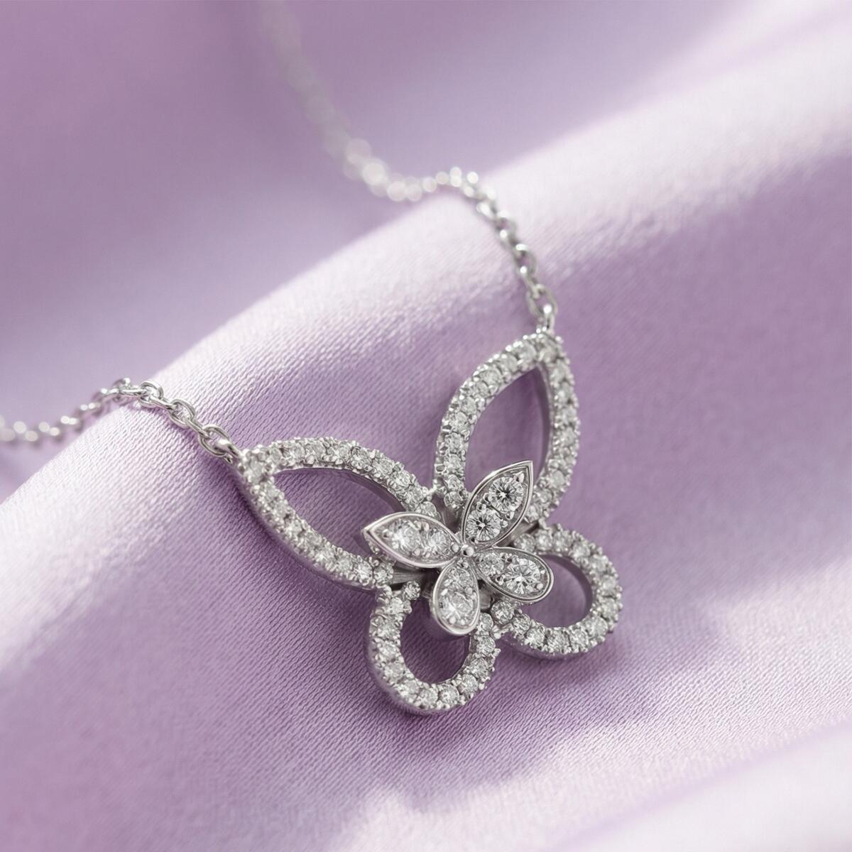 Silver Butterfly on a Chain Pendant - Image 3