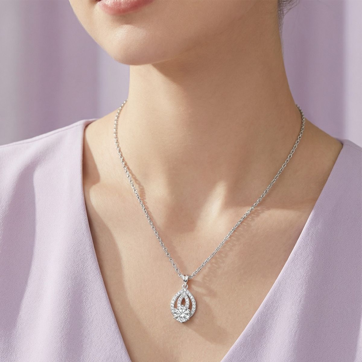 Silver Divina Drop Pendant - Image 2