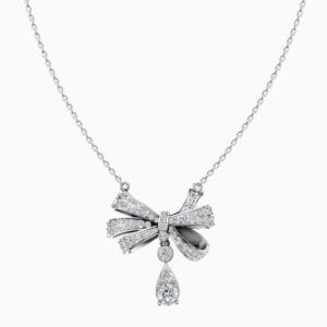 Silver Drop Bow Charm Pendant