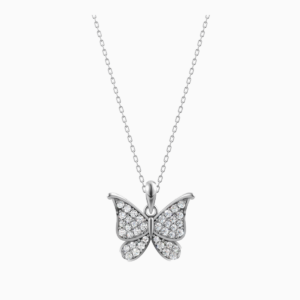 Silver Sparkling Butterfly Pendant 1