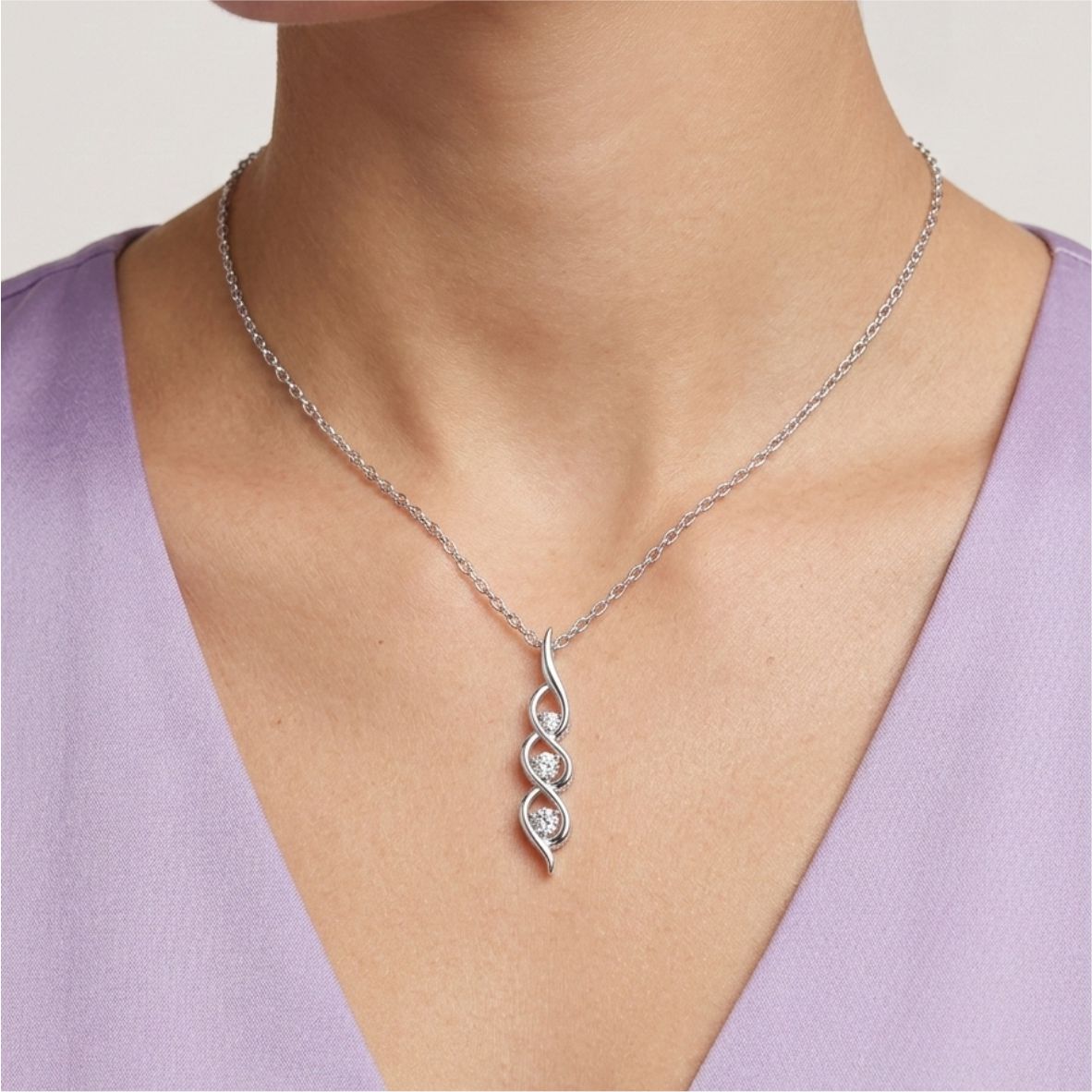 Silver Trinity Spark Wave Pendant - Image 3