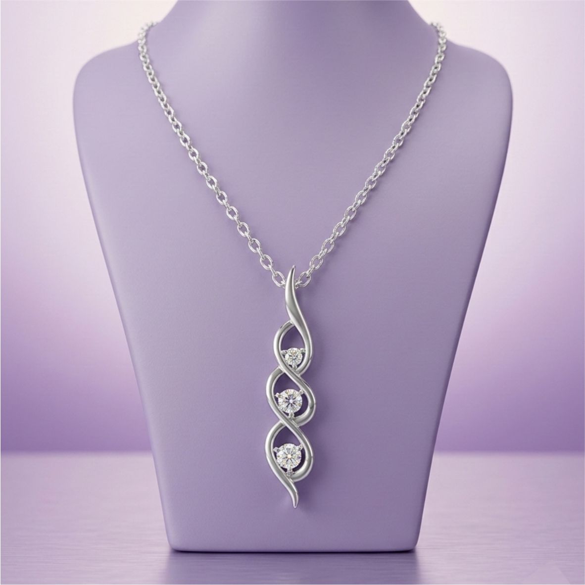 Silver Trinity Spark Wave Pendant - Image 5