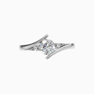 Silver Curved Accent Solitaire Ring