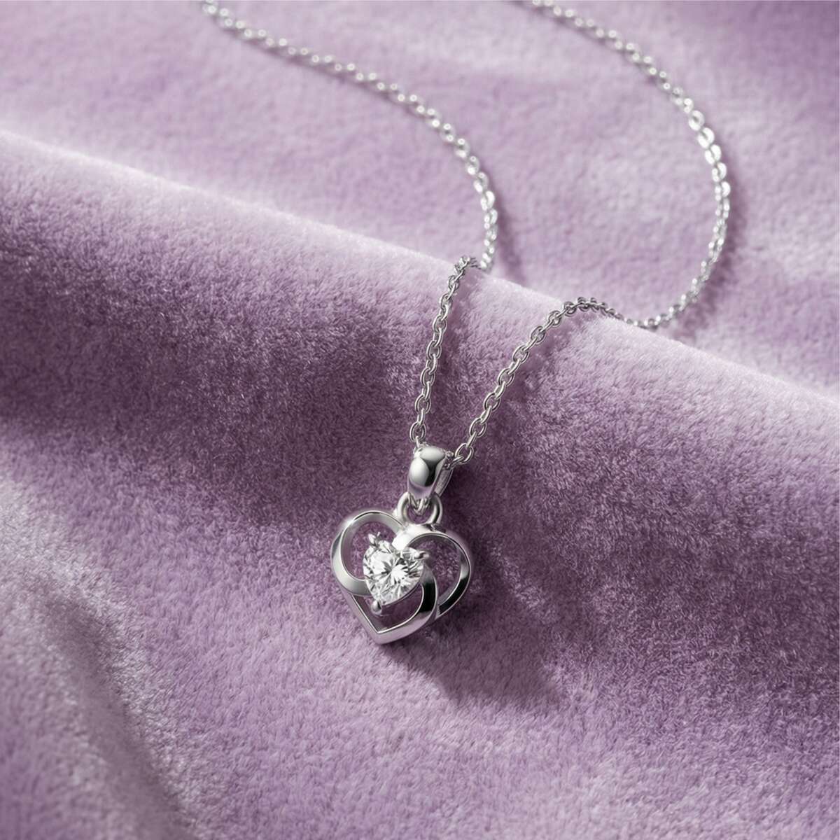 Silver Twin Heart Spark Pendant - Image 3