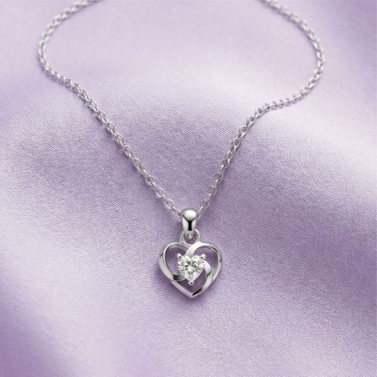 Silver Twin Heart Spark Pendant - Image 4