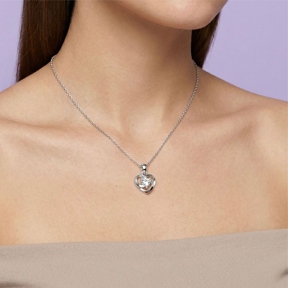 Silver Twin Heart Spark Pendant - Image 5