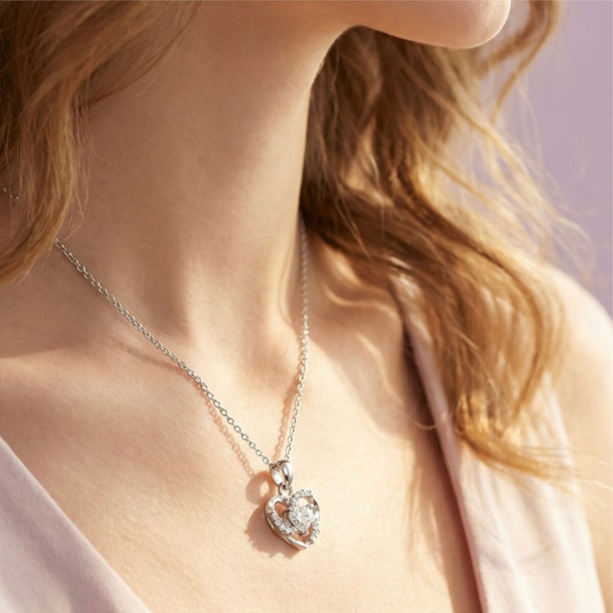 Silver Twist Heart Pendant - Image 2