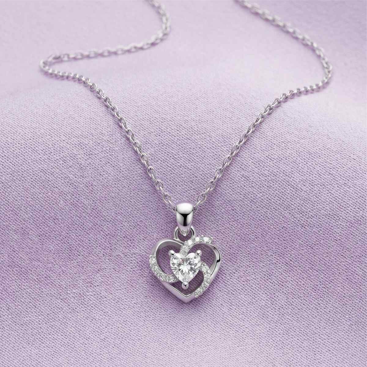 Silver Twist Heart Pendant - Image 3