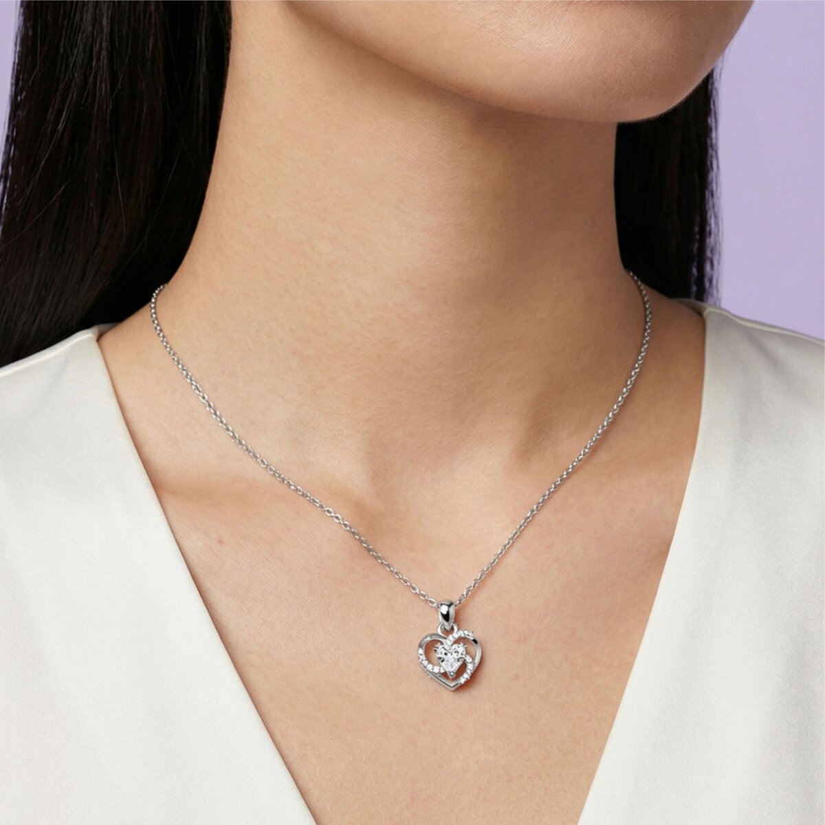 Silver Twist Heart Pendant - Image 4