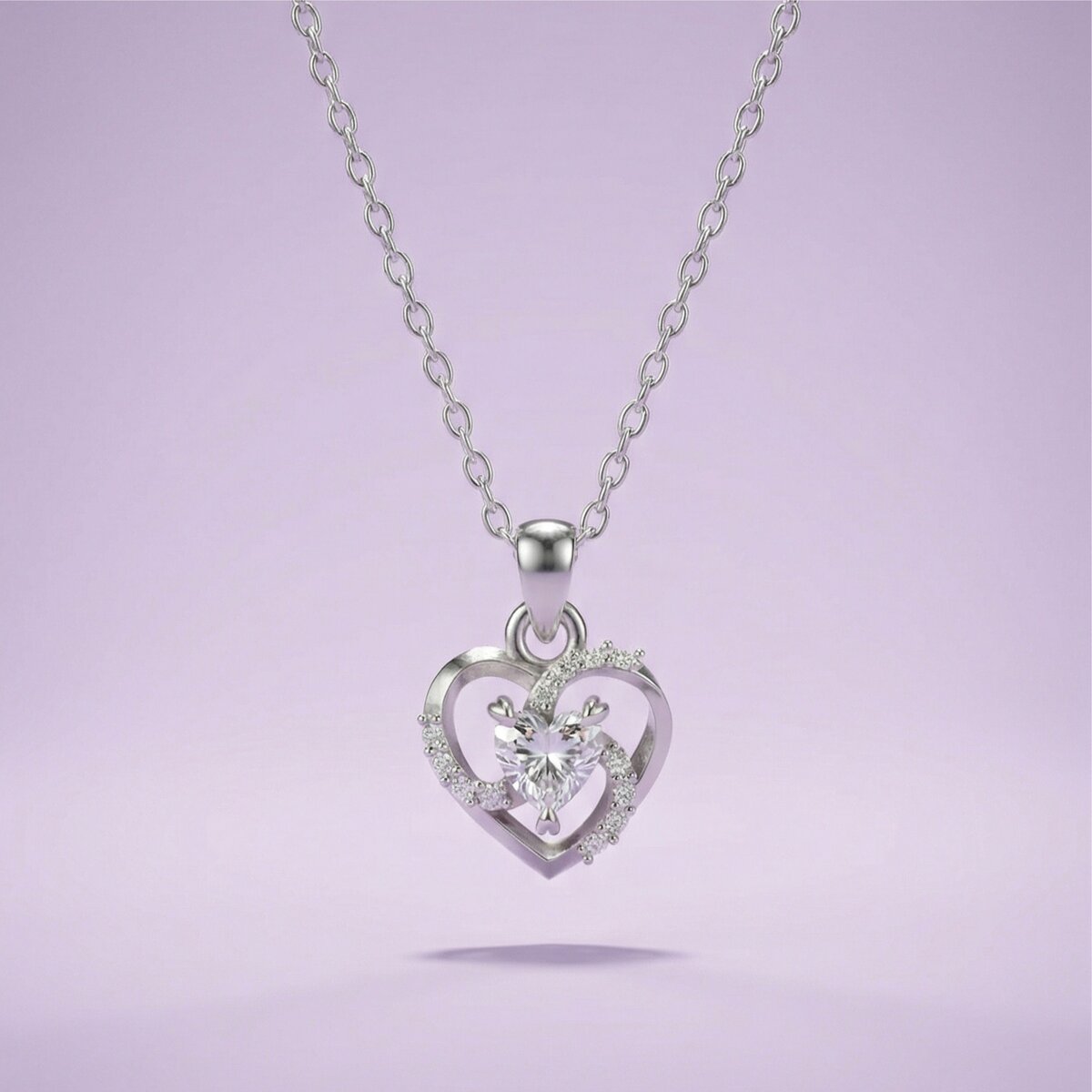 Silver Twist Heart Pendant - Image 5